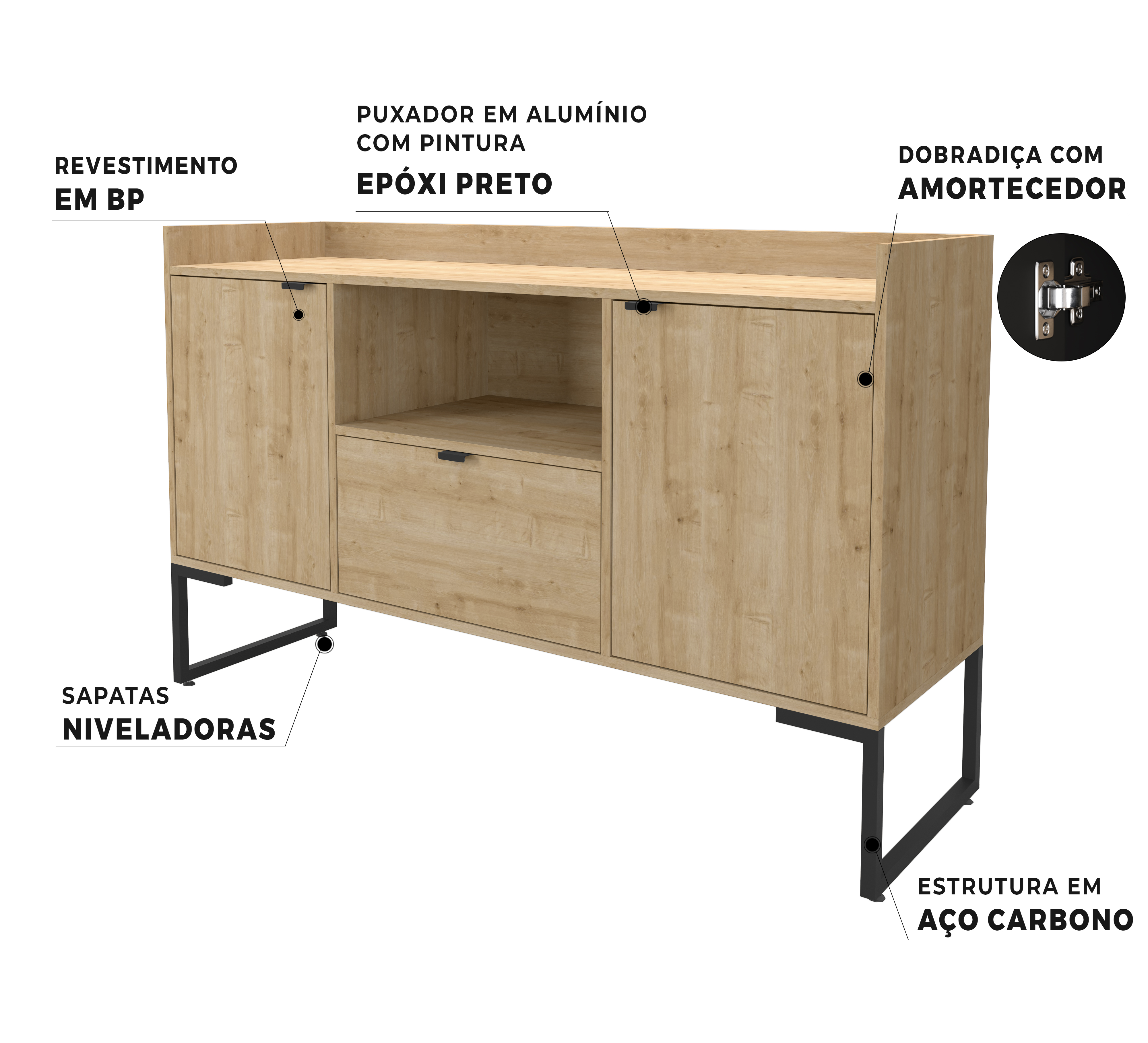 Armário Tokyo Credenza Buffet Nature