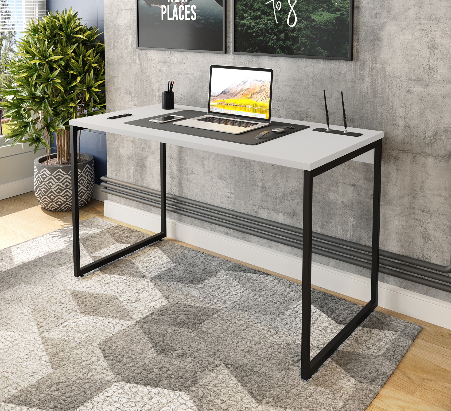 Mesa Retangular 1200 Seriema Industrial Branco