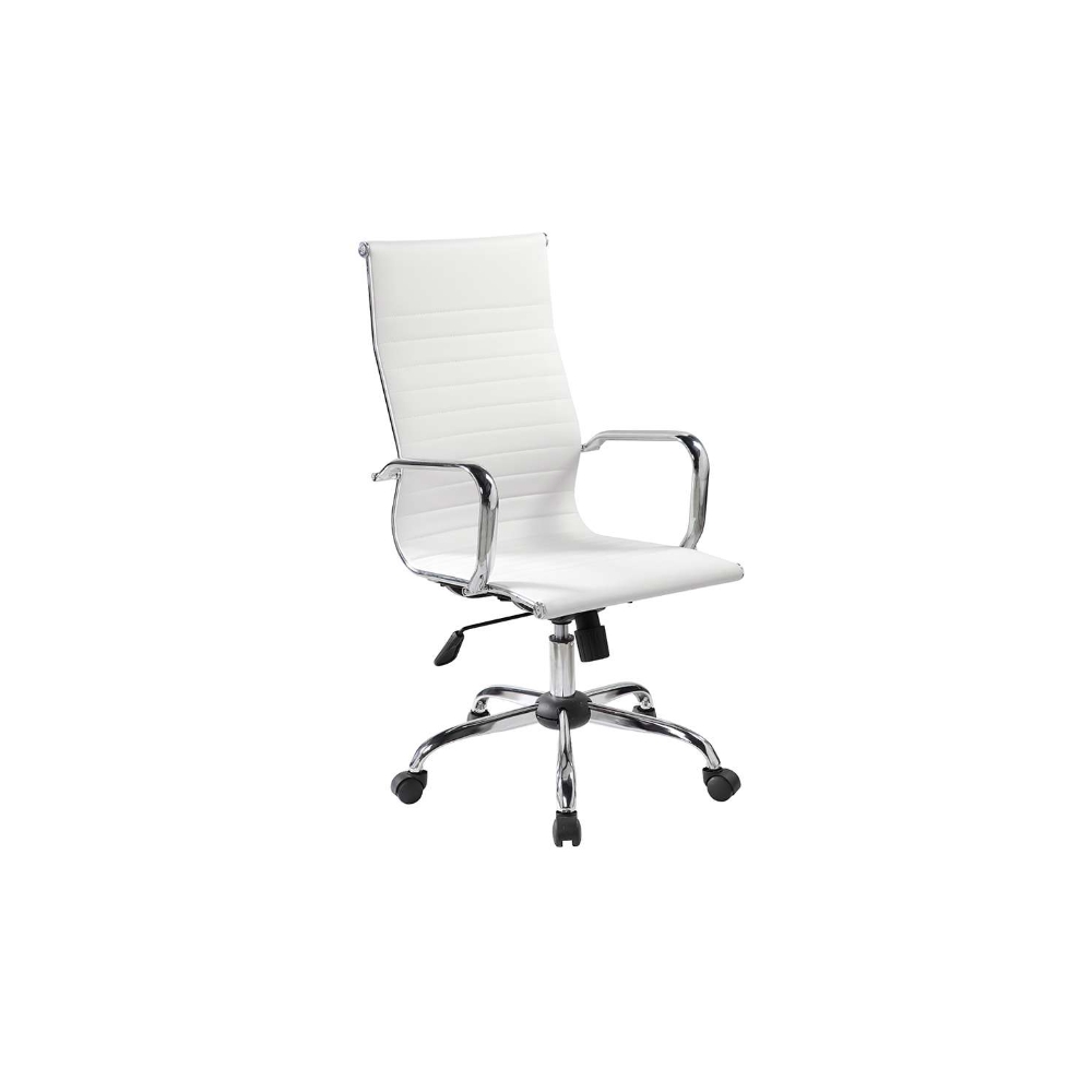 Cadeira Presidente Office Branca Base Cromada