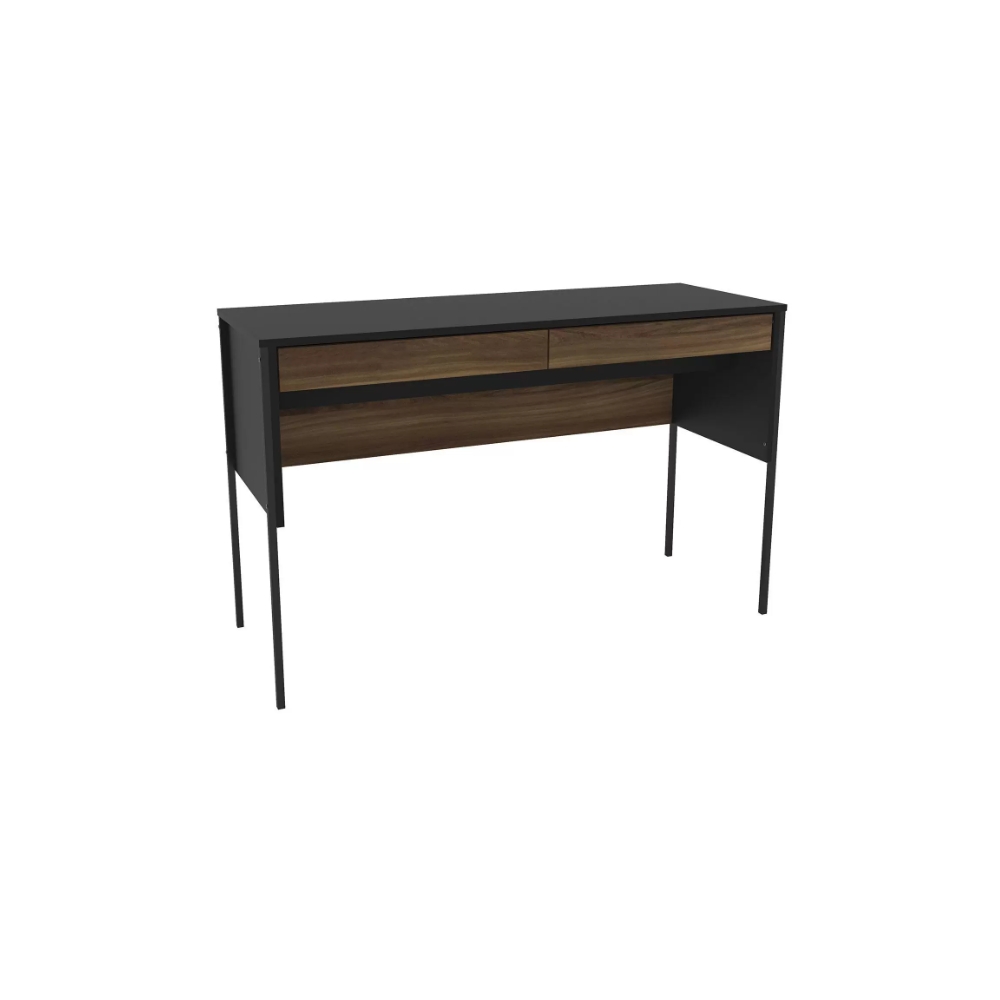 Mesa Maiorca 120cm 2 Gavetas Preto/Avelã