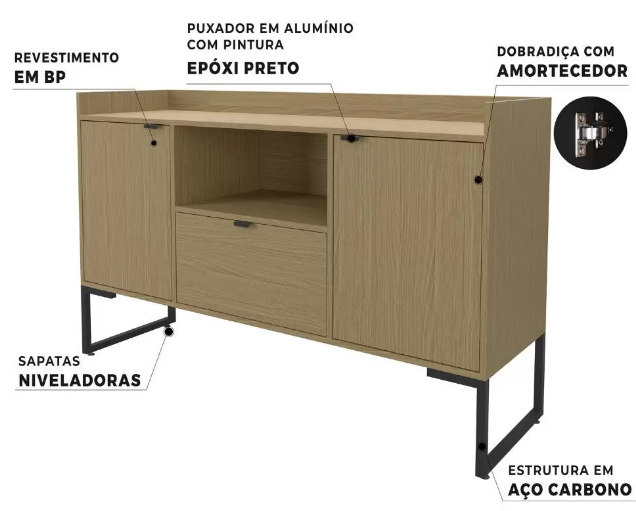 Armário Tokyo Credenza Buffet Nature