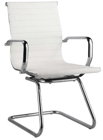 Cadeira Visitante Office Branca Base Cromada