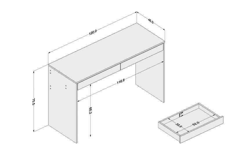 Mesa Lindoia 120cm 2 Gavetas Tabaco