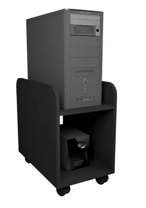 Suporte para CPU e Estabilizador com Rodízios Preto