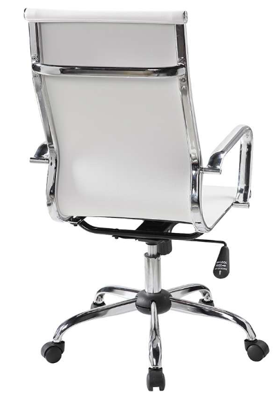 Cadeira Presidente Office Branca Base Cromada