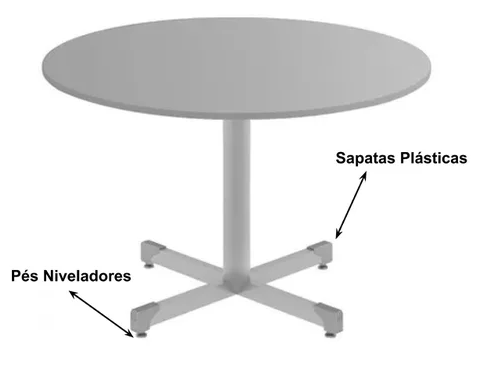 Mesa de Reunião Redonda 1,20 Cinza Linha Prática