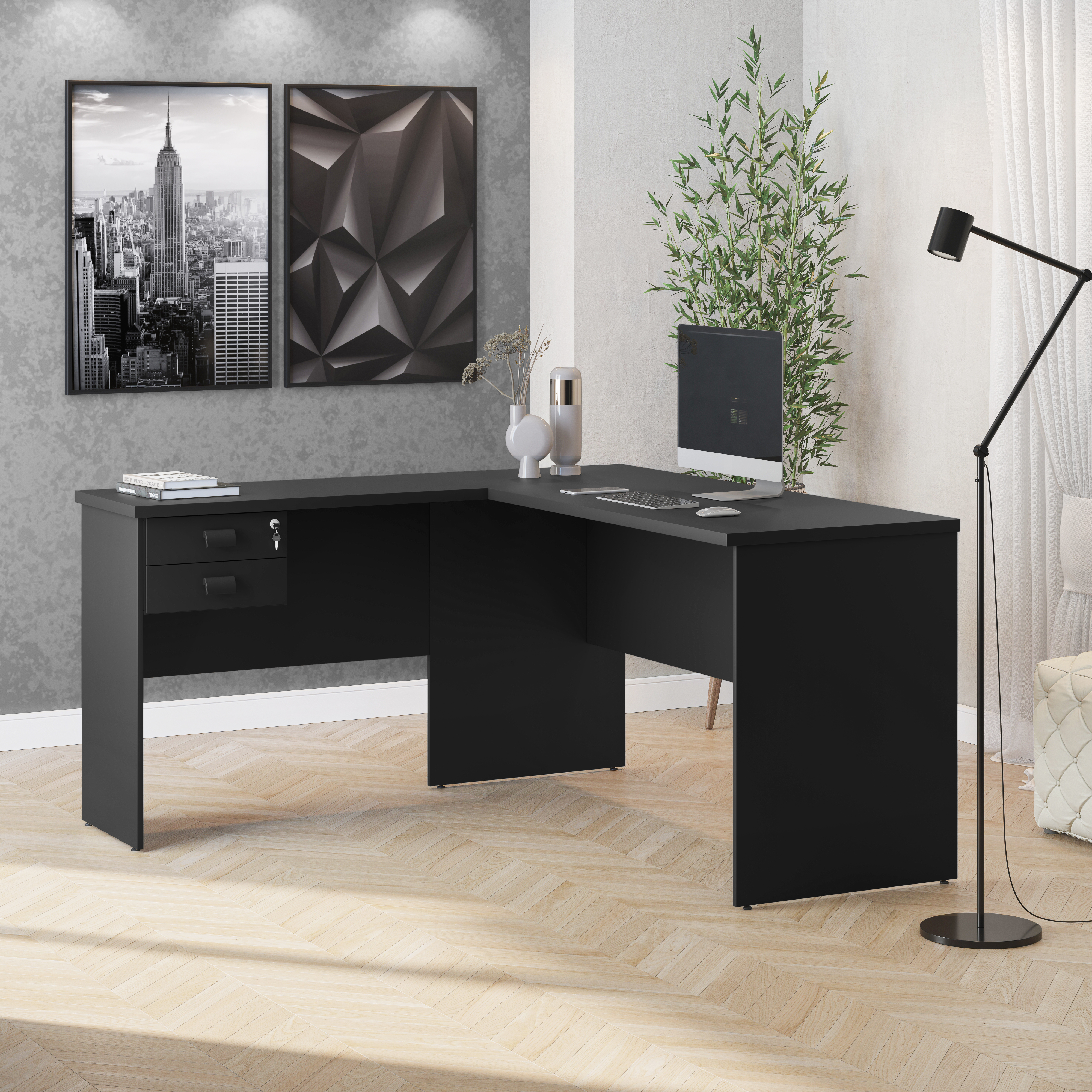 Mesa em L 1500 Eco Preto