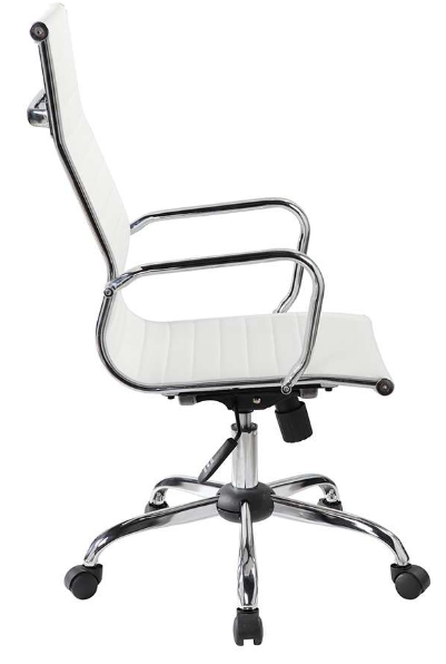 Cadeira Presidente Office Branca Base Cromada