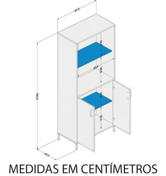 Estante com Portas Santa Monica Castanho